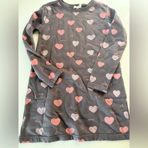 Sfera Gray Dress with Pink Heart Pattern